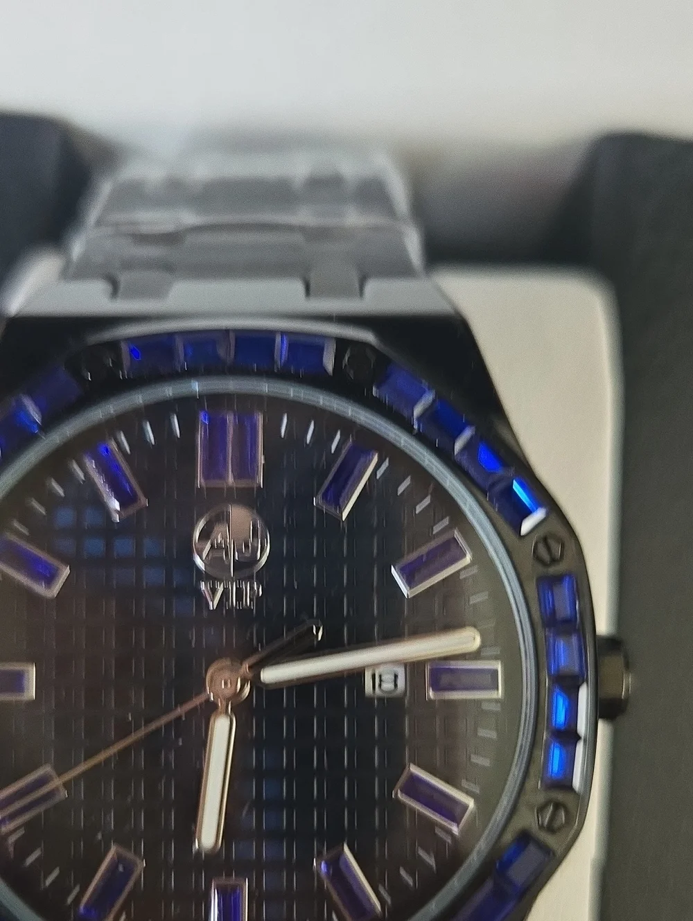 AJ Vip Men's Black and Blue Stainless Steel Watch